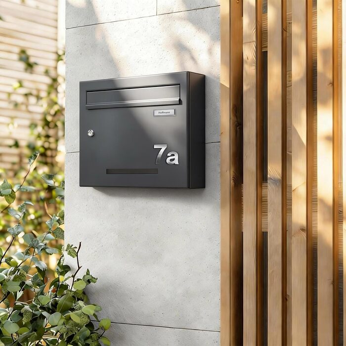 Поштовий ящик Zedelmaier з газетницею антрацит RAL 7016: Персоналізований настінний поштовий ящик з нержавіючої сталі, 3D номер будинку, сучасний, стійкий до погодних умов, подвійне порошкове покриття