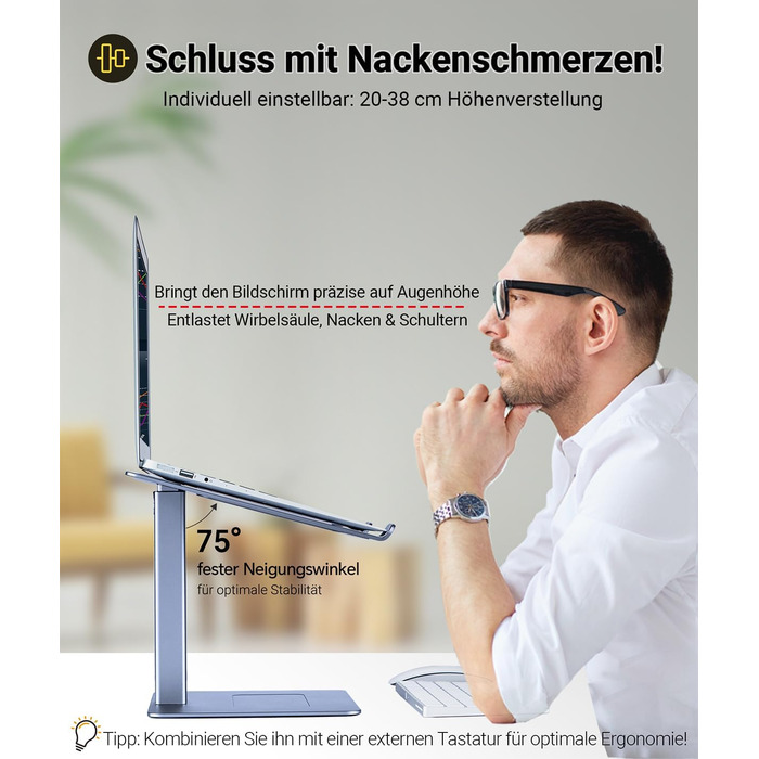Регульований підставка для ноутбука: для офісу, дому, DJ-контролера. Підходить для MacBook та ноутбуків 13-16.5 дюймів. Сірий колір.