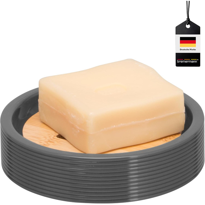 Підставка для мила Bremermann Segno з бамбука та пластику (сіра)