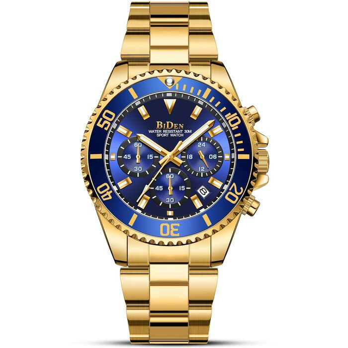 Годинник чоловічий Biden BIDEN-0163, аналоговий, кварцовий з металевим браслетом (блакитний)