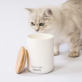 Контейнер для котячого корму LucyBalu® | Герметичний контейнер для сухого корму та ласощів для котів | Білий | LucyBalu