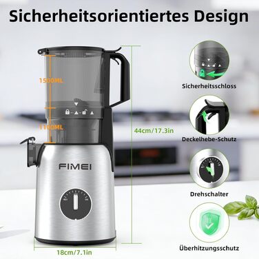 Шнекова соковижималка FIMEI Slow Juicer з широким завантажувальним отвором 135 мм