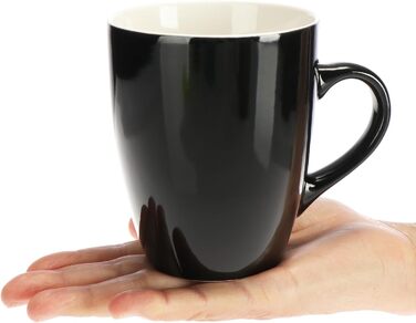 Набір керамічних чашок Com-Four® 6 шт. - 350 мл, для кави та гарячих/холодних напоїв, сучасний дизайн, блакитно-зелено-сірий колір, 6 шт. (чорний/білий)