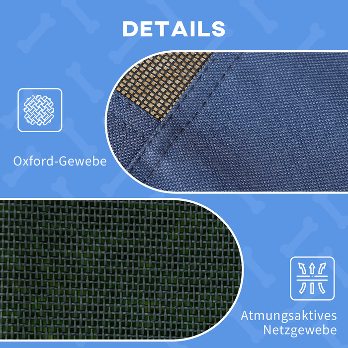 PawHut Outdoor Pet Bed with Canopy, Elevated, Mesh Fabric, UV Protection, Dark Blue, for Medium-Sized Dogs