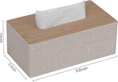 GOLRANLYE Cosmetic Tissue Box, 25×13.5×9.5 cm PU Leather Modern Tissue Box Rectangular for Bathroom, Bedroom, Dining Room, Office and More (Beige)