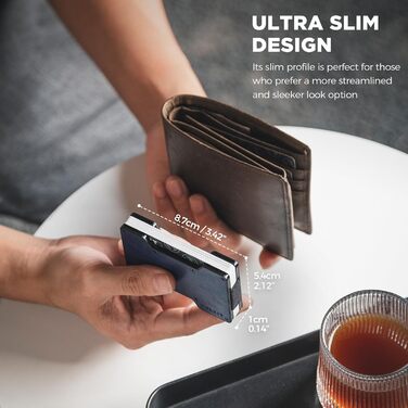 Кластинка для карт VULKIT з відділенням для грошей, чоловіча, металева, з AirTag, RFID захистом, тонкий дизайн, зелений (ретро шкіра, темно-синій)