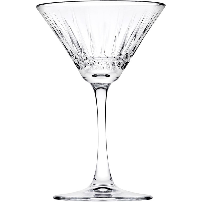 Набір з 4 склянок Мартіні Pasabahce Vintage Elysia, 212,6 г, склянка з огранованим ніжкою, елегантні коктейльні склянки для вечірок та подарунків