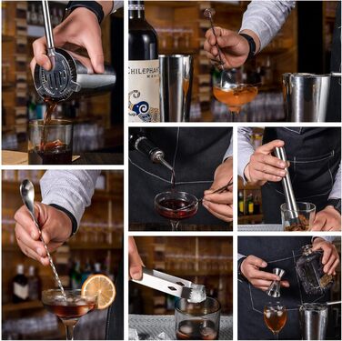 Cocktail Shaker Set, Esmula 750ML 12-Piece Stainless Steel Bartender Kit Gift for Men, Women, Friends, Home Stylish Bar Tool Set with Cocktail Recipe Booklet (Stainless Steel)
