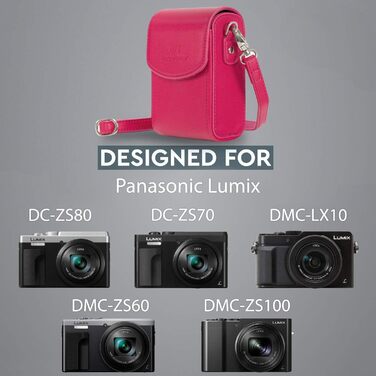 Чохол для фотоапарата MegaGear Panasonic Lumix DC-ZS70/LX10/ZS60/ZS100/LX15/TZ95/TZ90/TZ80/TZ100 шкіряний рожевий