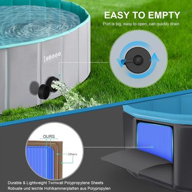 Dog Pool for Large Dogs, Foldable Swimming Pool Splash Pool Dog, Portable PVC Dog Pool Bathtub Dog Swimming Pool for Large Small Dogs, (Light Green, XL (160 x 30 cm))