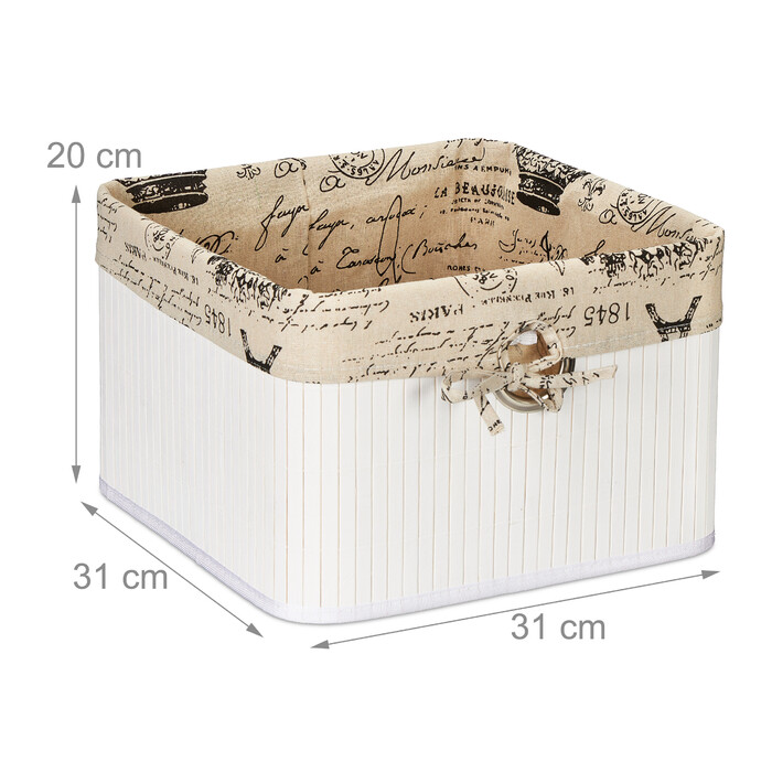 Relaxdays White Bamboo Storage Basket