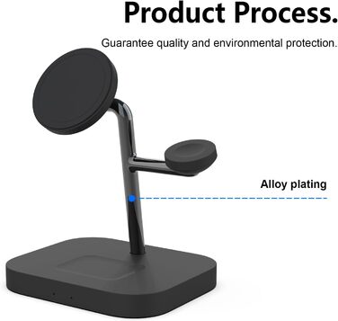 Бездротова зарядка Boaraino 3-в-1 для iPhone 17/16/15/14/13/12, Apple Watch та AirPods, чорний