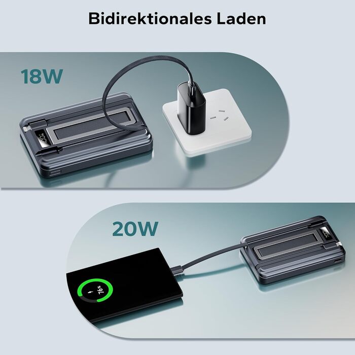 Power Bank Magsafe 10000mAh з USB-C, 20W PD, бездротова зарядка для iPhone, Apple Watch, AirPods (Чорний)