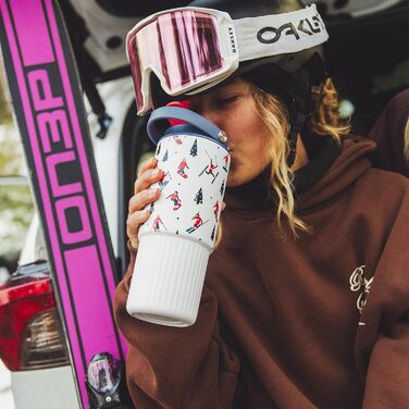 BOTTLE BOTTLE Insulated Water Bottle with Straw and Handle, Stainless Steel Water Bottles for Car, Sports, Home, Office, and School, 750 ml, Leak-Proof, Colors (Skiing)