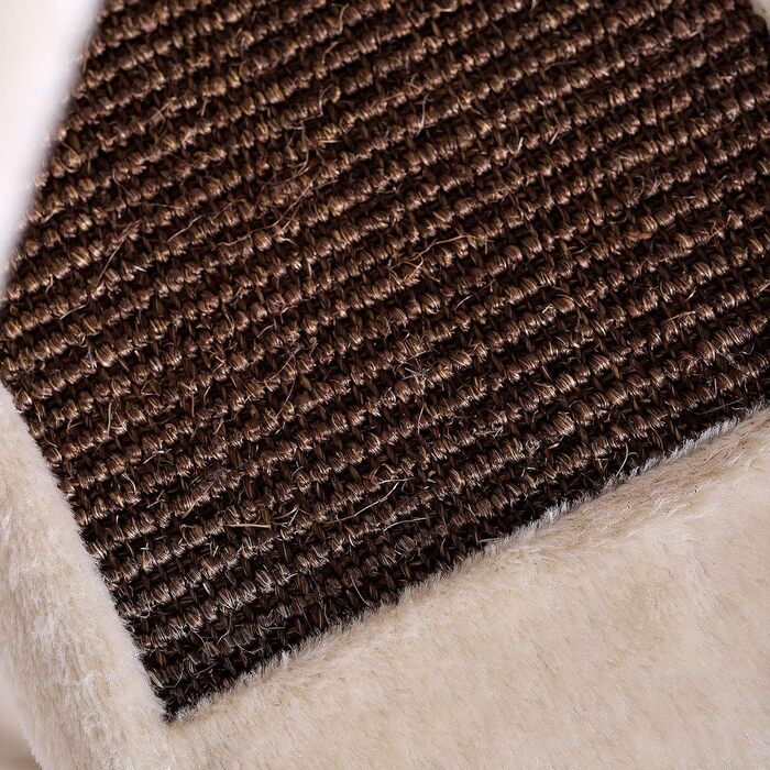 Кігтеточка для котів Lionto з 3 майданчиками та зручною лежанкою, висота 100 см, з сизалевого мотузка та м'якого плюшу, підходить для котів будь-якого розміру, ідеальна для догляду за кігтями (Бежевий/Коричневий)