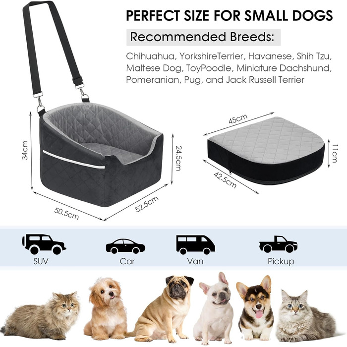 Автомобільний лежак для собак Mozvvco - зручний та м'який, 2-в-1, чорний