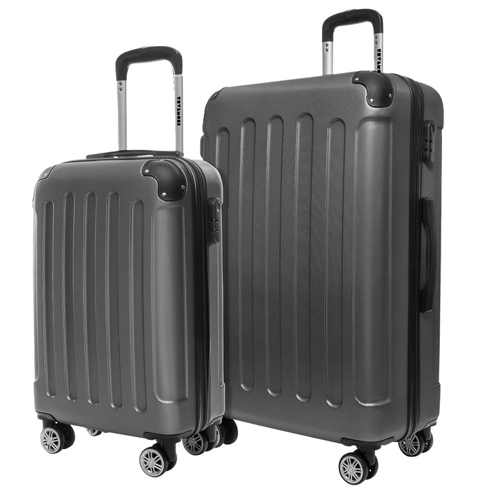 Валіза ручної поклажі TRVLMORE 54x36x20 см - жорсткий корпус, з колесами, сірий (2 шт. у наборі)
