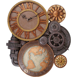 Design Toscano Sculptural Wall Clock, Dimensions: 5 x 15 x 44.5 cm (Gear Clock)