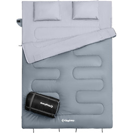 KingCamp Double Sleeping Bag - Winter Adult Sleeping Bag for 2 People with Carry Bag - Outdoor Camping (Gray)