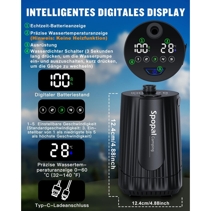 Портативна душова кабіна для кемпінгу з акумулятором 10000mAh та 20л баком. Комплект для відпочинку на природі, в авто та для миття тварин