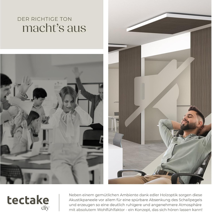 Акустичні панелі tectake® з імітацією дерева, сірий дуб (4 шт.) - для дому, декору та звукоізоляції