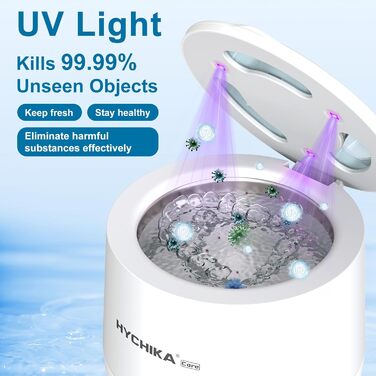 Ультразвуковий очищувач для кап, з УФ-стерилізацією 45 кГц, 4 режими - для кап, брекетів, елайнерів (білий)