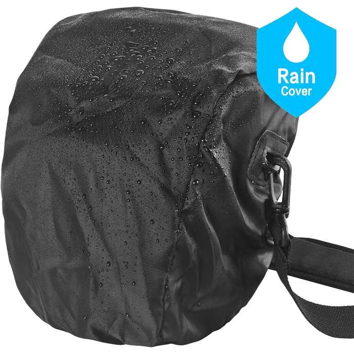 Водонепроникна сумка для камери FOSOTO з дощем.іком для DSLR/SLR Canon Sony Nikon Fujifilm. Сумісна з об'єктивом та спалахом. Чорна.