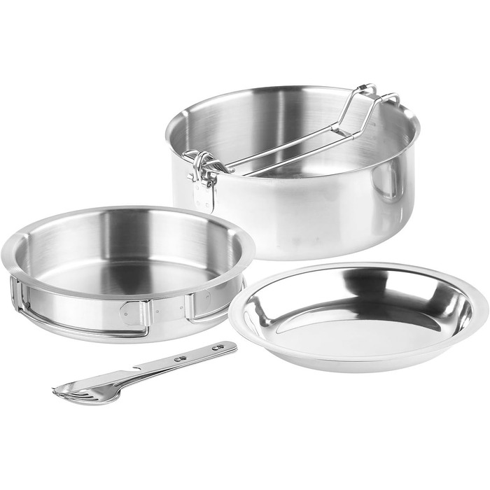 Набір посуду для кемпінгу Semptec Urban Survival Technology: 6-ти частинний набір з нержавіючої сталі з приборами