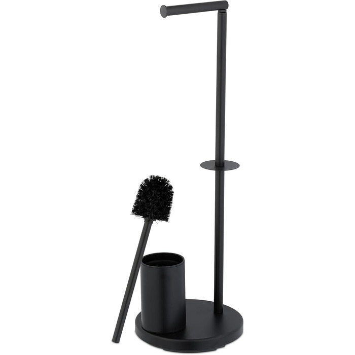 Набір для ванної кімнати Relaxdays, нержавіюча сталь, 68 x 22 см, підставка для туалетного паперу, щітка для унітазу з тримачем, чорний колір