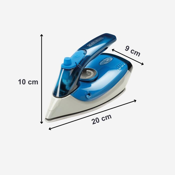 Праска з парою Black+Decker Blau BXIR2200E, 2200 Вт, пластик, 370 мл, 1000 Вт, 120 г/хв
