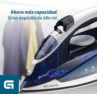 Парова праска Grunkel PL-22NS 2200 Вт з антипригарною підошвою. 3 режими, захист від протікання та регулювання подачі пари. Чорний колір