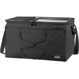 Foldable Cooler Bag 25L/45L/52L - Outdoor Cooler Box with 16h Cooling Function and Carrying Straps, Waterproof Picnic Bag Insulated Bag with Shelf, Insulated Bag - Anthracite or Grey - IceBreezer (Anthracite - Size L: 52l)