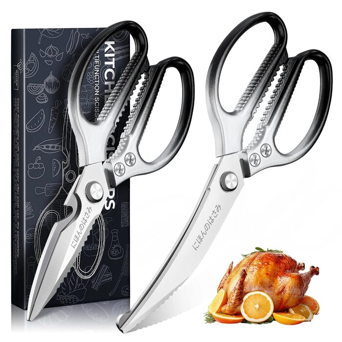 Набір кухонних ножиць DRAGON RIOT Stabile: 2 шт. з японської сталі, для м'яса та птиці, чорний колір, з нержавіючої сталі