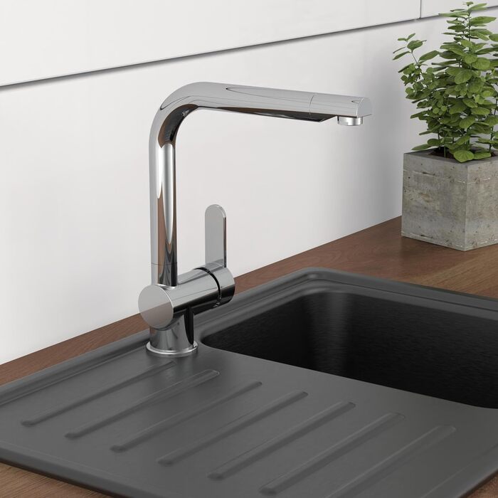 Змішувач кухонний SCHÜTTE RIO 360° з високим виливом, хром, для однієї/двох раковин