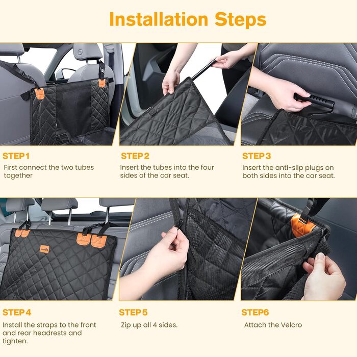 Pecute Dog Car Seat - XL Upgrade - Reinforced & Secure for Medium & Large Dogs - 70x61x55cm with 4 Straps