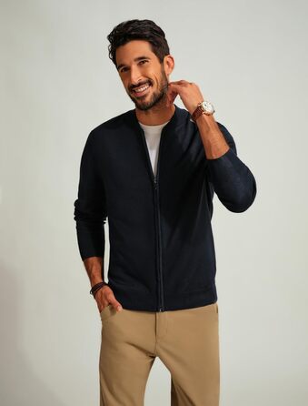 Кардиган чоловічий PJ PAUL JONES з коміром-стійкою та блискавкою, темно-синій (M)