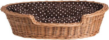 Wicker dog basket for dogs and cats. Dog bed, cat bed with cushion, pet basket, woven cat basket. 60x43 H19 cm (L 80 x W 60 x H 26 cm, Natural)