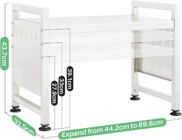 Поличка для мікрохвильової печі SAYZH, 2-рівнева розширювана, з 10 гачками, для кухні, чорна (біла)
