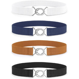 Еластичний ремінь LeaCoolKey для жінок та чоловіків, тонкий, стрейч, для джинсів та суконь, чорний, коричневий, білий, блакитний (80 см), розмір талії 76-90 см