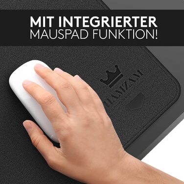 Підкладка для столу HAMZAM з PU шкіри, 90x40 см - преміум якість, з інтегрованим ковриком для миші, чорна