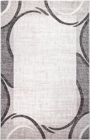 oKu-Tex килим для вітальні [80x150 см] з м'якого короткого ворсу кремового кольору - сучасний килим для дому з хвилястим геометричним дизайном, прямокутний, німецька якість