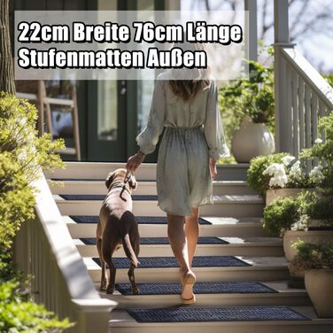 Гумові килимки на сходи AuCUDA 6 шт, 76x22 см, зовнішні, антиковзкі, стійкі до погодних умов, сірі смужки