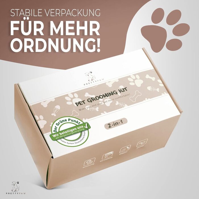Pretty Paw® Profi Набір для догляду за котами: щітка та аксесуари для грумінгу | Безпечна та гігієнічна | Підходить для короткої та довгої шерсті