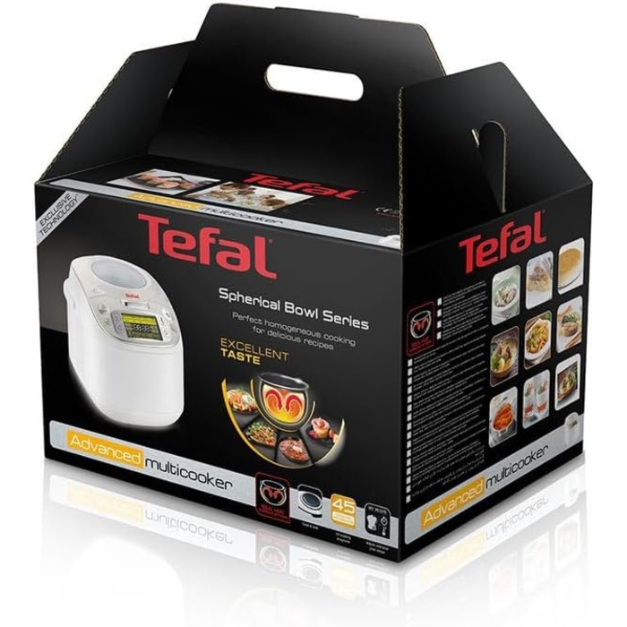 Мультиварка Tefal RK8121 45 в 1: Електрична мультиварка 5л з LCD-дисплеєм, нержавіюча сталь, 45 автоматичних програм, відкладений старт, підтримання тепла + Книга рецептів