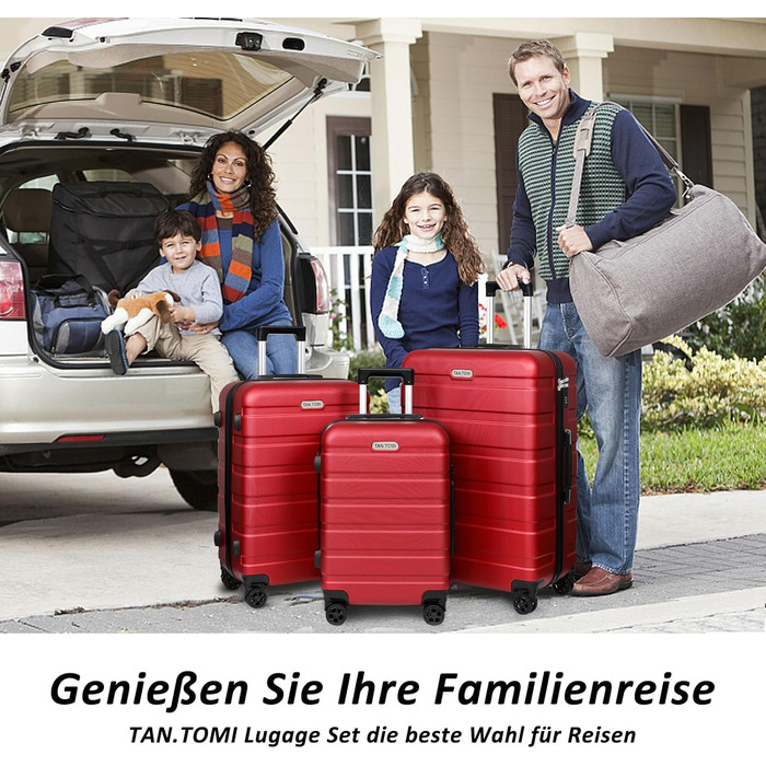 Набір валіз TANTOMI 3 шт., ABS, з колесами, 20/24/28 дюймів, червоний колір
