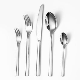 Opolia 30-Piece Shiny Cutlery Set, Suitable for 6 People, High-Quality Stainless Steel Cutlery Set with Knives, Forks, and Spoons, Can Be Used at Home & Party & Hotel & Restaurant, Dishwasher Safe