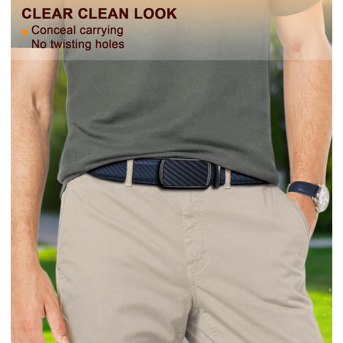 Чоловічий ремінь KEMISANT 2 шт. з автоматичною застібкою, шкіряний, регульований, 35 мм, з подарунковою коробкою, чорний/пурпурно-синій