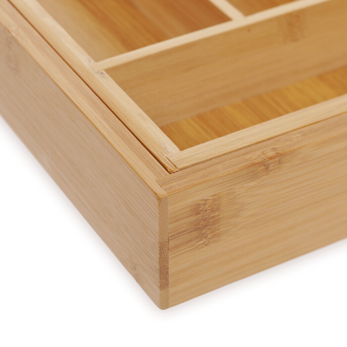 Relaxdays Bamboo Cutlery Box, Extendable