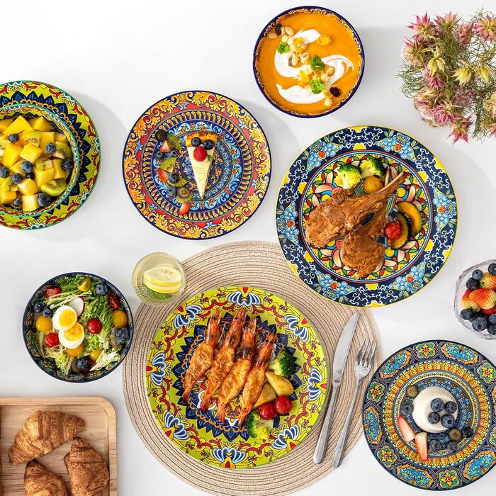 Набір посуду з порцеляни Vancasso на 6 осіб (18 предметів): тарілки, десертні тарілки, миски, серія KRVI