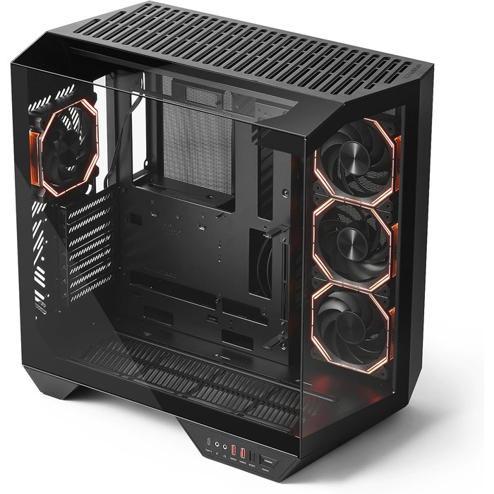 darkFlash DY470 - Корпус для ігрового ПК Full-Tower ATX з 4 PWM-ARGB вентиляторами, сумісний з RTX 40, 2 камери, панорамне скло, підтримка 2 x 360 мм радіаторів, білий колір